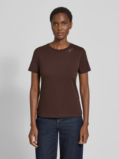 JOOP! T-shirt met strass-steentjes en ronde hals Donkerbruin - 4