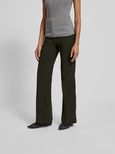 Victoria Beckham High Rise Wide Fit Cordhose aus Cord Khaki 4
