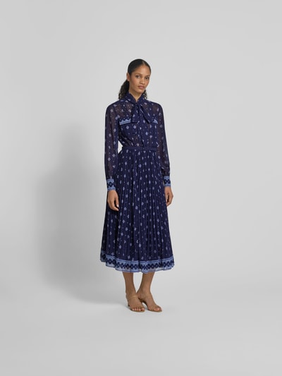 Self-Portrait Midikleid mit Zierschleife Marine 1