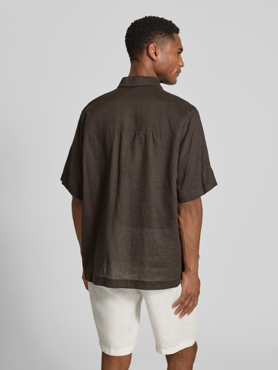 DRYKORN Regular Fit Freizeithemd aus Leinen-Baumwoll-Mix Dunkelbraun 5