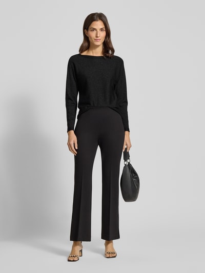 comma Gebreide pullover van viscosemix met boothals Zwart - 1