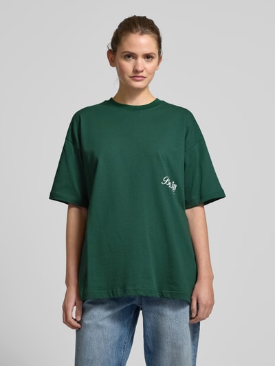 ANOTHER COTTON LAB Oversized T-shirt met labelprint Donkergroen - 4