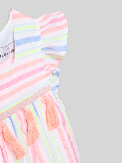 Productfoto, kleurrijk kinderen jurk van katoenmix met A-lijn, all-over look, vierkante hals en kapmouwen, DANAMADE