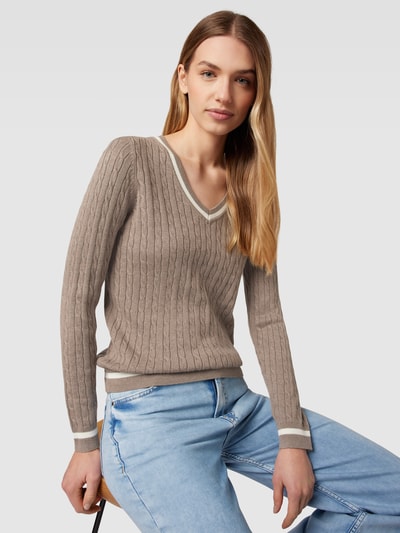 Montego Strickpullover mit V-Ausschnitt Taupe Melange 3