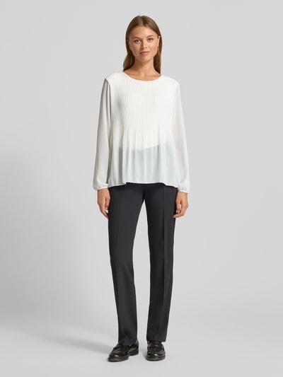 ZABAIONE Blouse met lange mouwen met plissévouwen en ronde hals Offwhite - 1