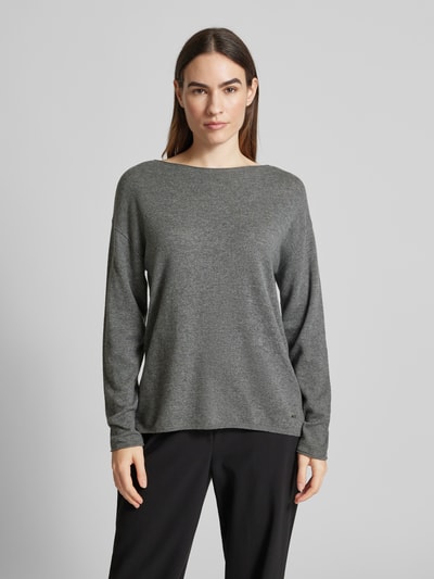 Brax Gebreide pullover met boothals, model 'LIZ' Middengrijs gemêleerd - 4