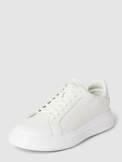 CK Calvin Klein Sneakersy ze skóry ze wzorem z logo Biały 1