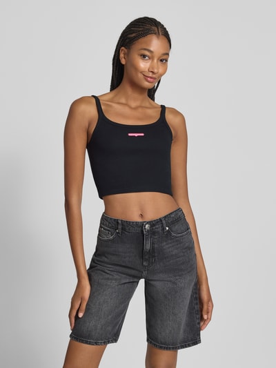 Tommy Jeans Slim Fit Crop Top aus Ripp Black 4