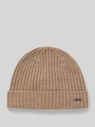 JOOP! Collection Beanie aus Wolle mit Label-Detail Modell 'FRANCIS' Camel 1