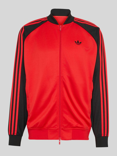 adidas Originals Relaxed Fit Sweatjacke mit Logo-Stitching und Zweiwege-Reißverschluss Rot 2