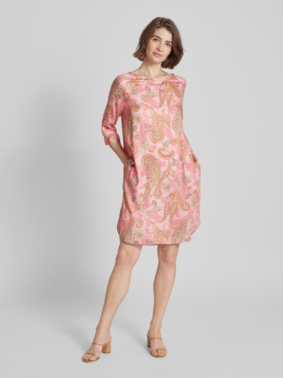 Milano Italy Knielanges Kleid mit Paisley-Muster Pink 1