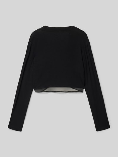 Produktfoto, Cardigan aus Viskose-Mix in Ripp-Optik van G.O.L., recht model, chiffon inzetten, semitransparante delen, lange mouwen