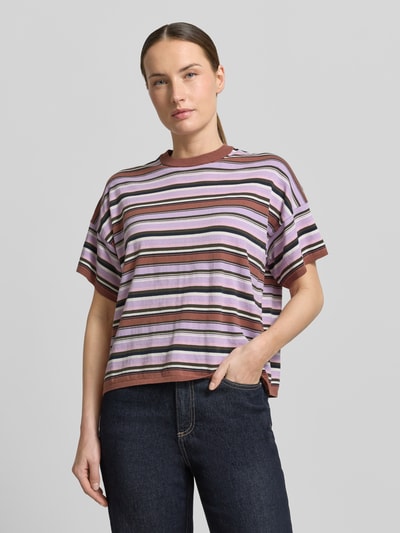 Stefanel t-shirt z obniżoną linią ramion Jasnofioletowy 4