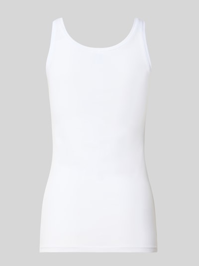 Produktfoto, weißes Slim Fit Tanktop aus Baumwoll-Mix von SKINY, elastisch, ärmellos, mit Rundhalsausschnitt, glatte Struktur