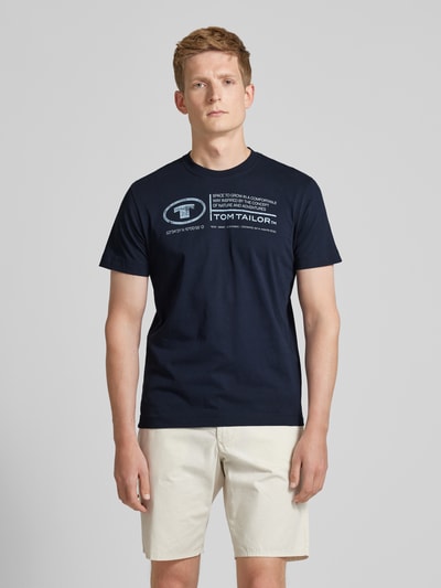 Tom Tailor T-shirt met labelprint Donkerblauw - 4