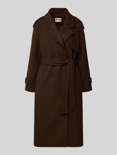 Only Płaszcz o kroju regular fit z kołnierzem z połami model ‘DEAR-TRILLION’ Czekoladowy melanż 2