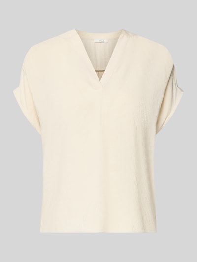 Productfoto, Blusenshirt aus Modal-Mix Modell 'Sawoko' van OPUS dames, crèmekleurig met V-hals, relaxed fit, context: dames blusenshirt van OPUS, modalmix, relaxed fit, model 'Sawoko', V-hals, ruglengte bij maat 36: 56 cm, mouwlengte bij maat 36: 16 cm