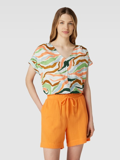 Tom Tailor Blouseshirt met all-over motief Oranje - 4