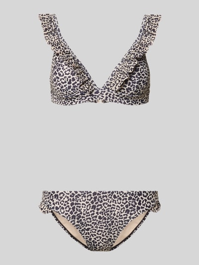 Produktfoto, Bikini-Set im Allover-Look mit Rüschen von Shiwi, Modell 'BOBBY', figurbetont mit Leopardenmuster und Rüschen, Material-Mix mit Stretch-Anteil