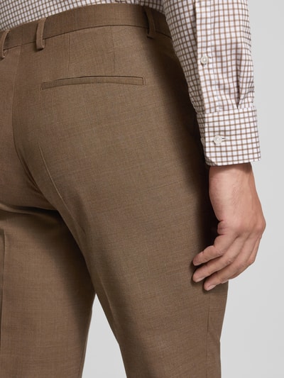 HUGO Spodnie do garnituru o kroju slim fit z dodatkiem żywej wełny model ‘HESTEN’ Średniobrązowy 3