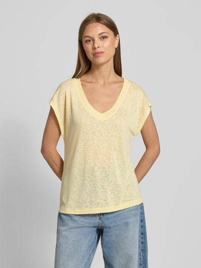 Zero T-Shirt aus Viskose-Mix mit V-Ausschnitt Hellgelb 4