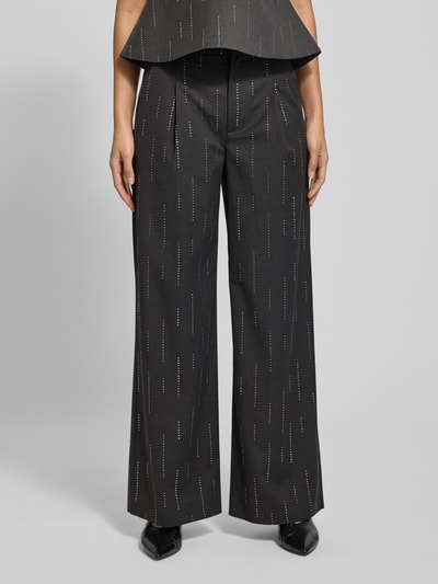 Gestuz Stoffhose mit Ziersteinbesatz Modell 'adira' Dunkelgrau Melange 4