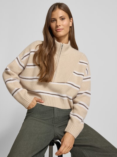 Staud Korte gebreide pullover van puur kasjmier Zand - 3