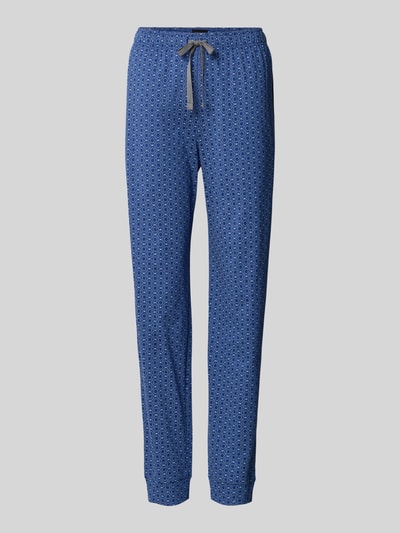 Produktfoto, Pyjama-Hose im Allover-Look von Schiesser in Blau, reine Baumwolle, Regular-Fit, elastischer Bund, 76 cm Innenbeinlänge bei Größe 50