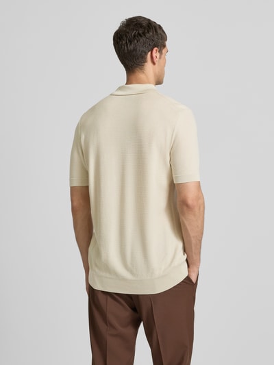 BOSS Regular fit gebreid poloshirt van een mix van lyocell en katoen, model 'LANNOTTI' Offwhite - 5