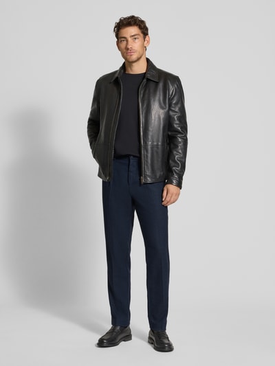 SELECTED HOMME Tapered broek van wol, model 'LEROY' Donkerblauw - 1