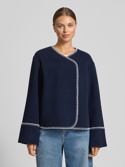 YAS Kurtka o kroju relaxed fit z dodatkiem wełny model ‘VICCO’ Granatowy 4