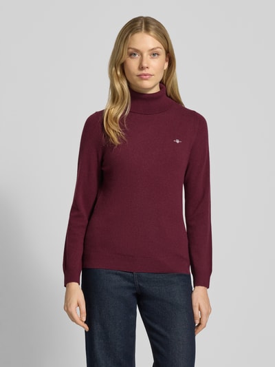 GANT Golf o kroju regular fit z mieszanki wełny model ‘Extrafine’ Bordowy 4