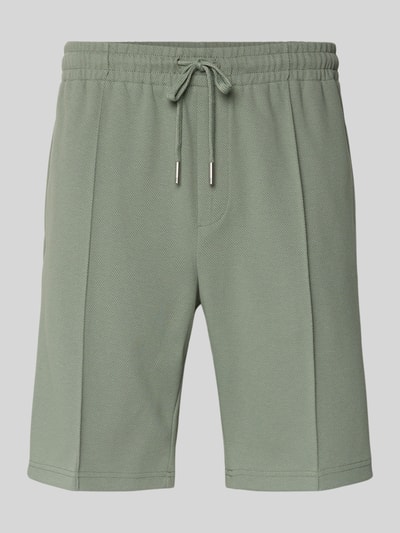 Produktfoto, Regular Fit Shorts mit Tunnelzug von Antony Morato, groene kleur, katoenmix met elastische tailleband, bandplooien, maat M