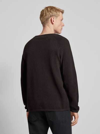 Jack & Jones Strickpullover mit Rundhalsausschnitt Modell 'EHILL' Dunkelbraun 5