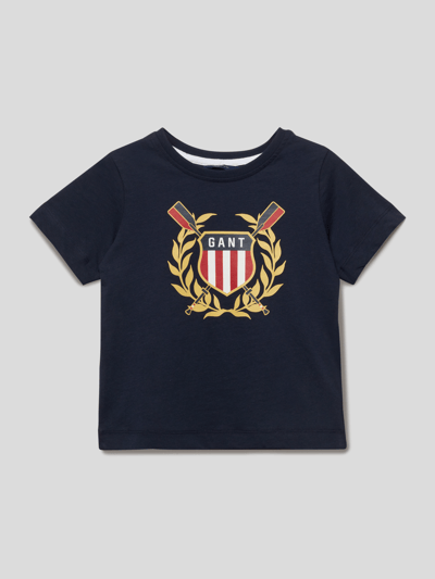 Gant T-Shirt mit Label-Print Marineblau 1