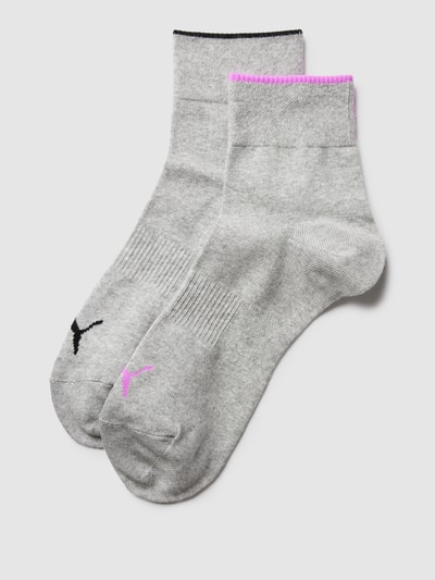 Puma Socken im 2er-Pack Modell 'PLACED LOGO SHORT SOCK 2P' Hellgrau Melange 1