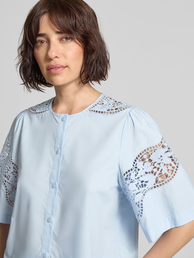 MOS MOSH Regular Fit Bluse mit Spitze Modell 'Rooma Cotoni' Hellblau 3