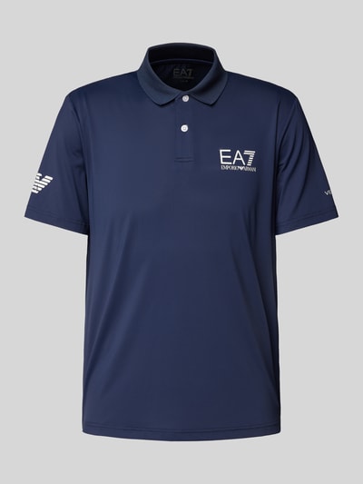 EA7 Emporio Armani Slim Fit Poloshirt mit Label-Print Dunkelblau 2