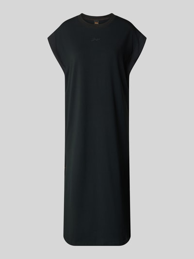 Produktfoto, Comfort Fit Maxi T-Shirtkleid von BOSS Orange, Damen Maxikleid, Optik: Unifarben, Passform: Comfort Fit, Ärmellänge: Kurzarm, schwarze Farbe, glatte Textur
