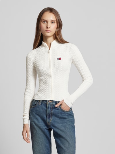 Tommy Jeans Kurtka z dzianiny o kroju slim fit zapinana na zamek błyskawiczny Złamany biały 4