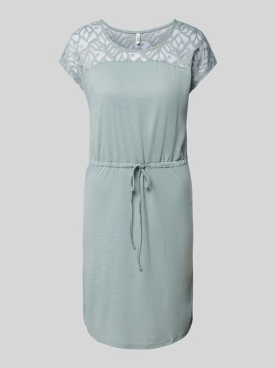 Only Getailleerde knielange jurk met kant, model 'SINDY LIFE' Rietgroen - 2