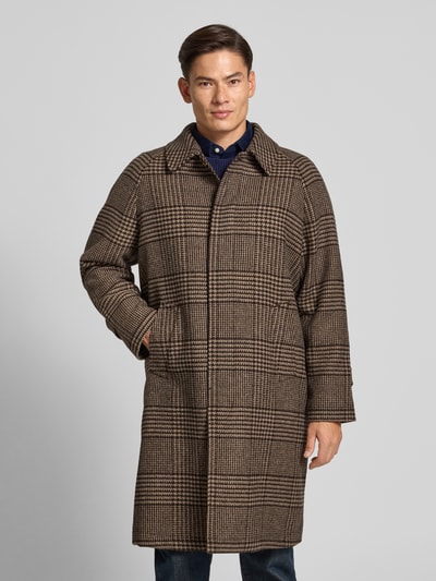 Tommy Hilfiger Relaxed fit lange wollen jas met blinde knoopsluiting Middenbruin - 4