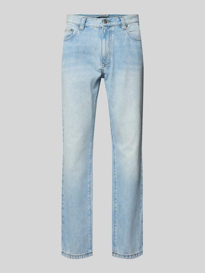 Produktfoto, jasnoniebieskie Loose Fit Jeans im 5-Pocket-Design od MCNEAL z czystej bawełny, zapięcie na guzik i zamek, widoczne tekstury materiału.