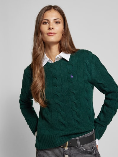 Polo Ralph Lauren Strickpullover mit Zopfmuster Dunkelgruen 3