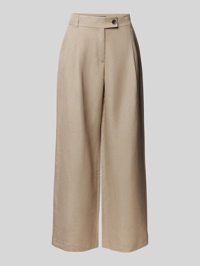 s.Oliver BLACK LABEL Relaxed fit wijde broek van een mix van viscose en linnen Taupe - 2