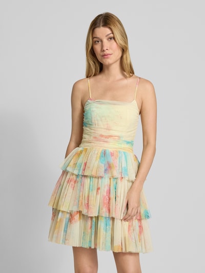 LACE & BEADS Cocktailjurk in laagjeslook Geel - 4