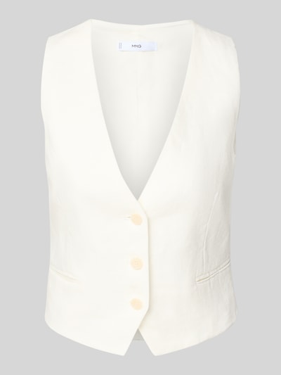 Mango Leinenweste mit Paspeltaschen Modell 'BORELI' Offwhite 2