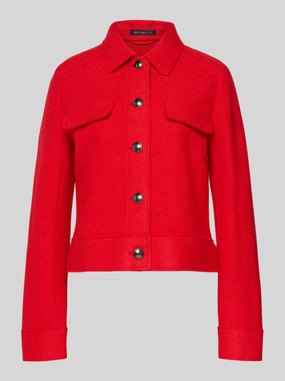 Produktfoto, Regular Fit Jacke aus Viskose-Mix mit Woll-Anteil von Betty Barclay in helder rood met omgeslagen kraag, borstzakken, doorlopende knoopsluiting, ruglengte 53 cm, borstwijdte 51 cm, mouwlengte 62 cm