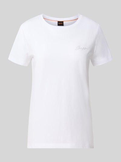 Produktfoto, weißes Regular Fit T-Shirt aus reiner Baumwolle Modell 'C_Elove_6' von BOSS Orange, glatte Struktur, Damen T-Shirt von BOSS Orange.