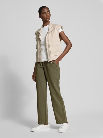 TONI Wide leg jeans met elastische band, model 'Pia' Olijfgroen - 1